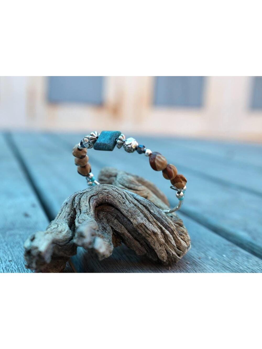 Turquoise Beaded Charm Bracelet Southwestern Juniper Seed